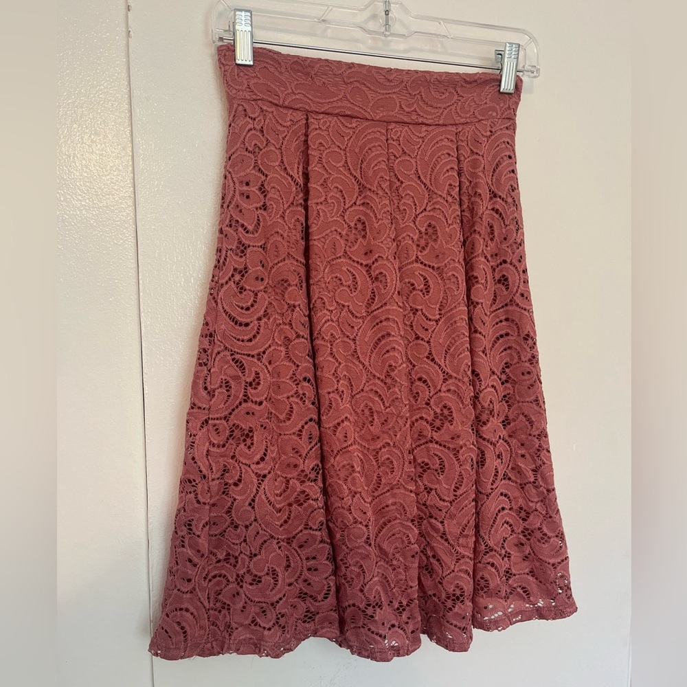 Pink Lace A Line Skirt, Size Small